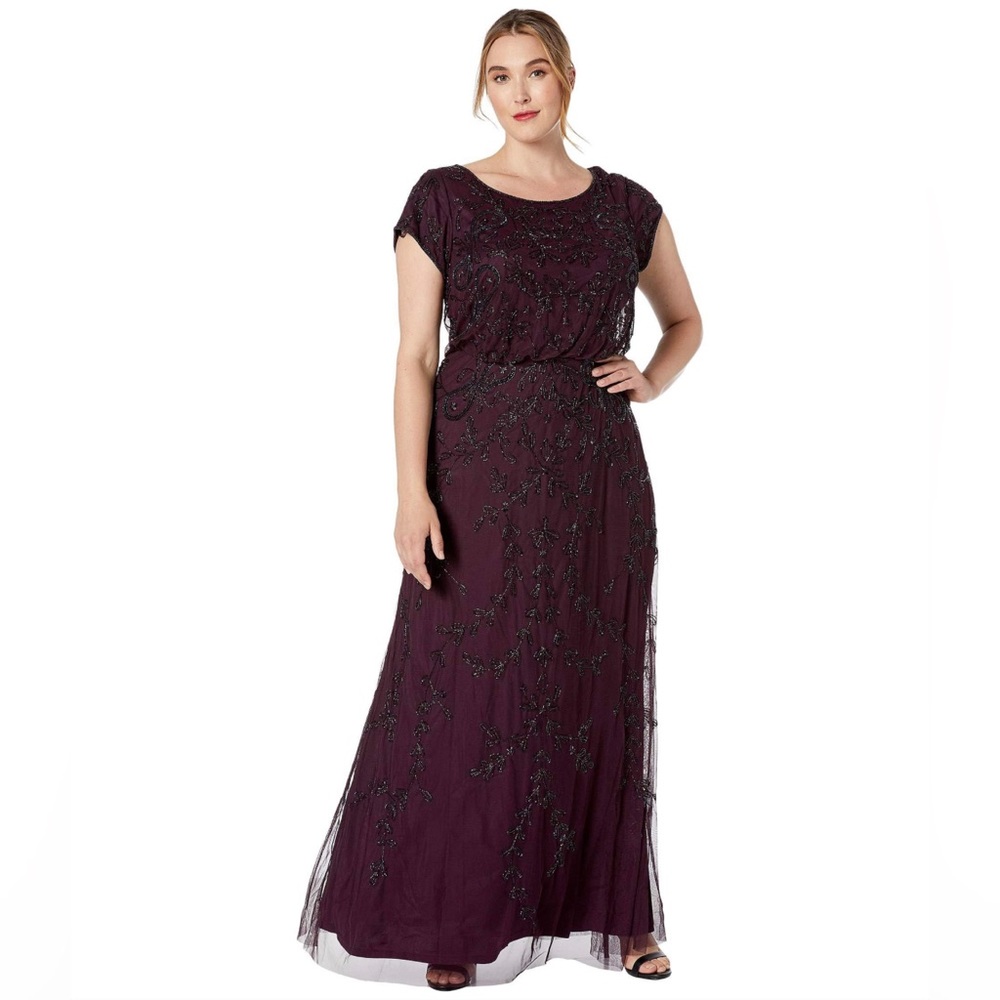 Adrianna Papell beaded purple dress